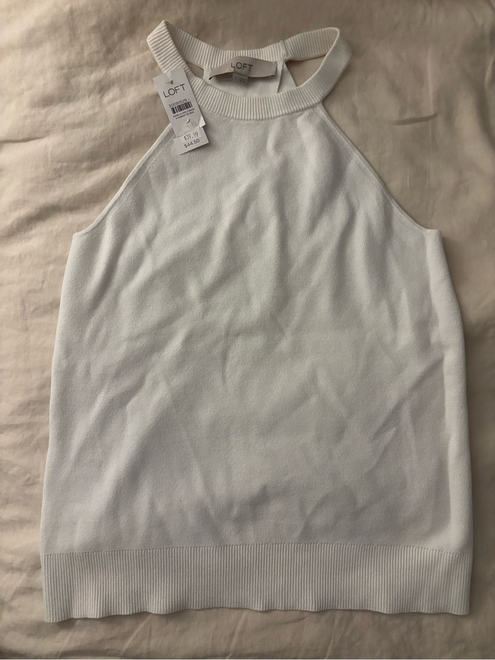 LOFT Cream Halter Knit Tank